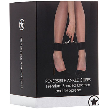 Ouch! Reversible Ankle Cuffs, черные - Наножники на липучках - купить в секс шопе