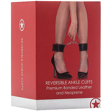 Ouch! Reversible Ankle Cuffs, черно-красные - Наножники на липучках - купить в секс шопе