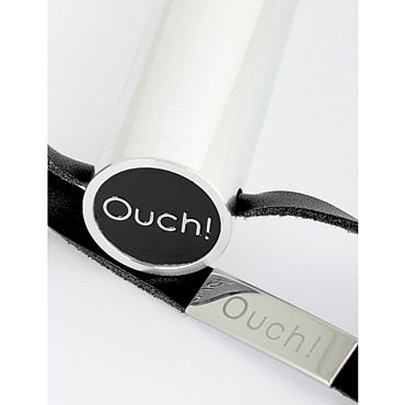 Ouch! Leather Whip Metal Long, черная — фото 2