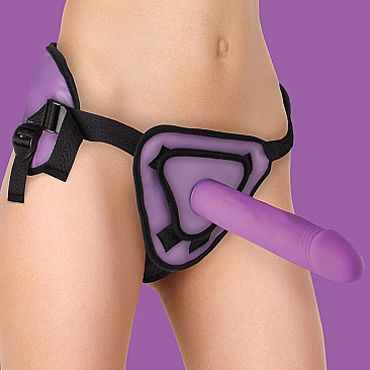 Ouch! Deluxe Silicone Strap On 10", фиолетовый - Страпон с креплениями - купить в секс шопе