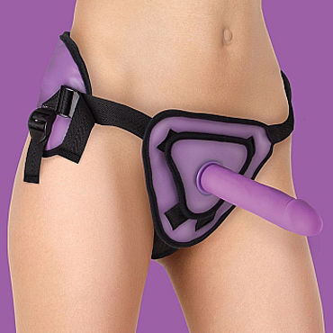 Ouch! Deluxe Silicone Strap On 8", фиолетовый - Страпон с креплениями - купить в секс шопе