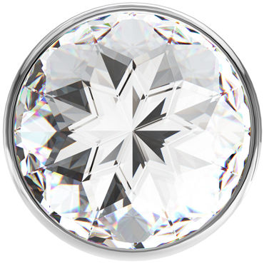 Lola Toys Diamond Sparkle Large, серебристая - Анальная пробка с прозрачным кристаллом - купить в секс шопе