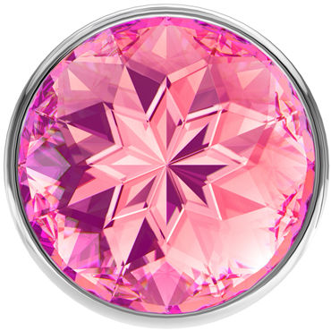Lola Toys Diamond Sparkle Large, серебристая - Анальная пробка с розовым кристаллом - купить в секс шопе