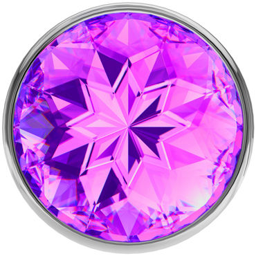 Lola Toys Diamond Sparkle Large, серебристая - Анальная пробка с фиолетовым кристаллом - купить в секс шопе