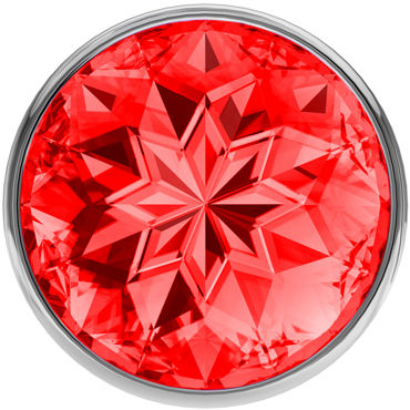 Lola Toys Diamond Sparkle Large, серебристая - Анальная пробка с красным кристаллом - купить в секс шопе