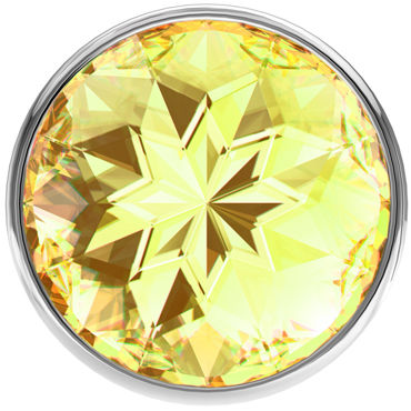 Lola Toys Diamond Sparkle Small, серебристая - Анальная пробка с желтым кристаллом - купить в секс шопе
