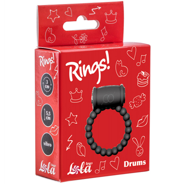 Lola Toys Rings Drums, черное - Эрекционное кольцо с вибрацией - купить в секс шопе