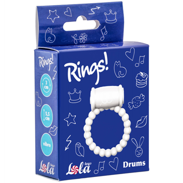 Lola Toys Rings Drums, белое - Эрекционное кольцо с вибрацией - купить в секс шопе