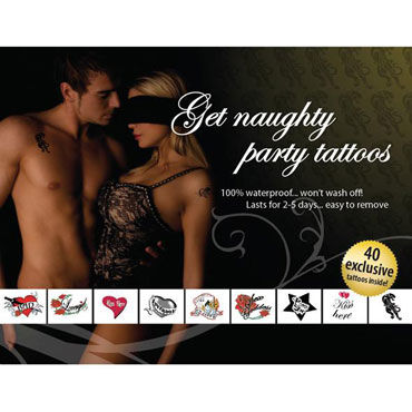 AdultBodyArt Get Naughty Party, Набор из 40 временных татуировок
