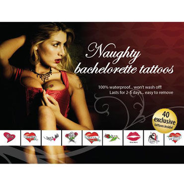 AdultBodyArt Naughty Bachelorette, Набор из 40 временных татуировок для девушек