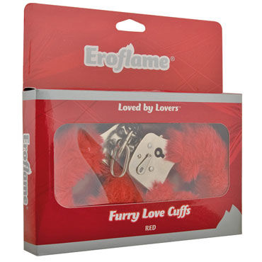 Eroflame Furry Love Cuffs, красные - фото, отзывы