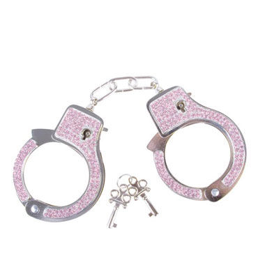 Eroflame Razzle Dazzle Diamond, розовые, Металлические наручники со стразами