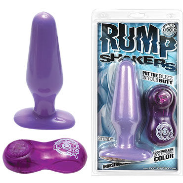 Doc Johnson Rump Shakers, фиолетовая, Анальная пробка среднего размера с вибрацией