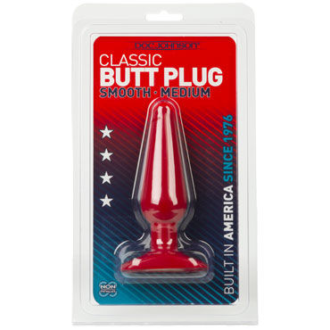 Doc Johnson Classic Butt Plugs, красная - Анальная пробка среднего размера - купить в секс шопе