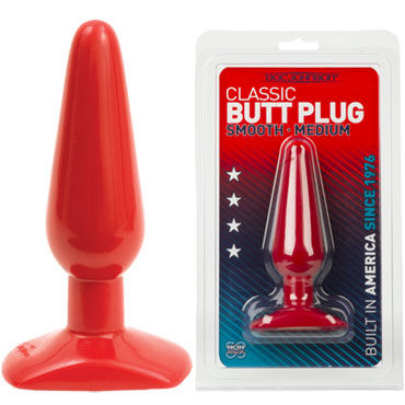 Doc Johnson Classic Butt Plugs, красная, Анальная пробка среднего размера