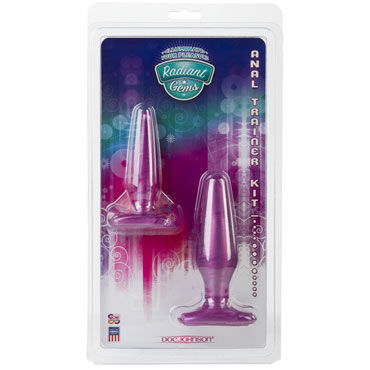 Doc Johnson Radiant Gems Anal Trainer Kit, фиолетовый - Две анальные пробки - купить в секс шопе