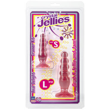 Doc Johnson Crystal Jellies Anal Trainer Kit, розовые - Две анальные ёлочки - купить в секс шопе