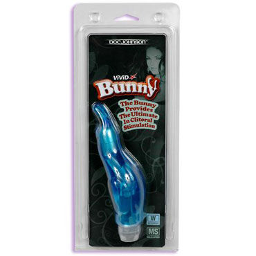 Doc Johnson Lannys Jelly Bunny, голубой - Вибромассажер в форме зайчика - купить в секс шопе