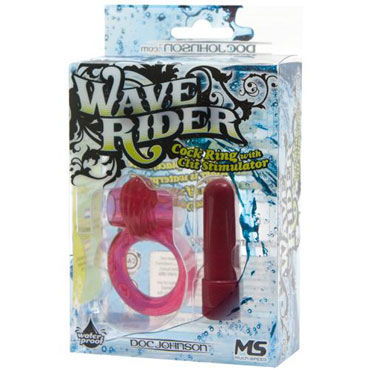 Doc Johnson Wave Rider, красное - Виброкольцо с плавной регулировкой вибрации - купить в секс шопе