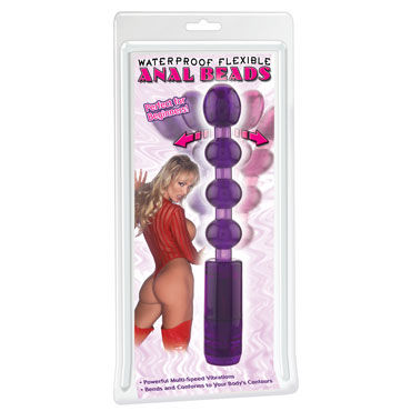 Pipedream Waterproof Flexible Anal Beads, фиолетовый, Анальный вибратор