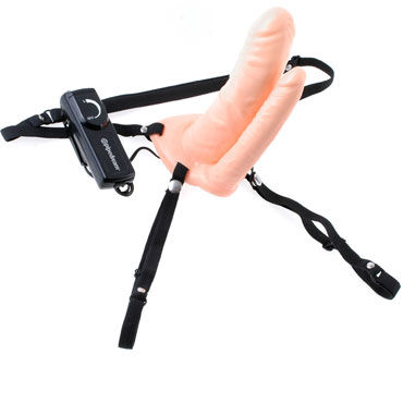 Pipedream Double Penetrator Vibrating Hollow, телесный - подробные фото в секс шопе Condom-Shop