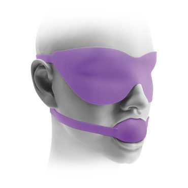 Pipedream Ball Gag And Mask, фиолетовый - Маска и кляп - купить в секс шопе