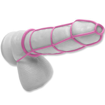 Pipedream Cockcage and Ring Set, розовый - Силиконовая сбруя на пенис и эрекционные кольца - купить в секс шопе