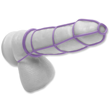 Pipedream Cockcage and Ring Set, фиолетовый - Силиконовая сбруя на пенис и эрекционные кольца - купить в секс шопе