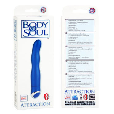 California Exotic Body & Soul Attraction, синий - Вибратор рельефной изогнутой формы - купить в секс шопе