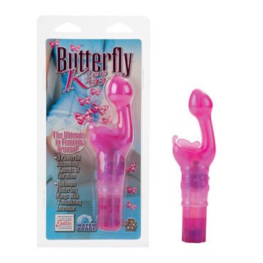 California Exotic Butterfly Kiss, розовый, Вибромассажер с вагинальным и клиторальным стимуляторами