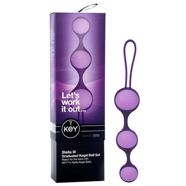 Jopen Key Stella III, фиолетовые, Три вагинальных шарика на гибкой сцепке