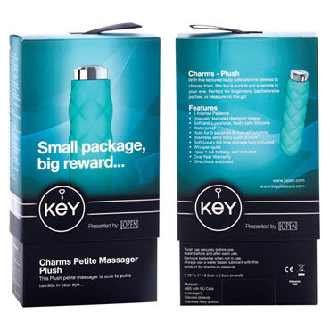 Jopen Key Charms Petite Massager Plush, голубой - Водонепроницаемый мини вибратор - купить в секс шопе
