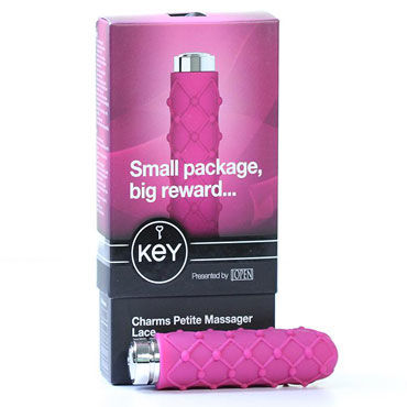 Jopen Key Charms Petite Massager Lace, розовый, Вибратор с рельефным рисунком