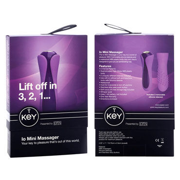 Jopen Key Io Mini Massager, фиолетовый - Мини вибратор с двумя насадками - купить в секс шопе