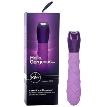 Jopen Key Ceres Lace Massager, фиолетовый, Мини вибратор с ребристой поверхностью