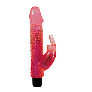 Toy Joy Knobbly Wobbly, розовый, Вибратор реалистичной формы с клиторальным отростком