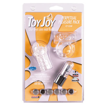 Toy Joy Perpetual Pleasure Pack, прозрачный, Насадка и эрекционное кольцо с виброэлементом