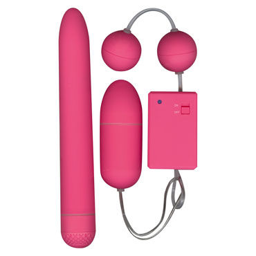 Toy Joy Funky Fun Box, розовый, Набор секс-игрушек, вибратор, виброяйцо и вагинальные шарики