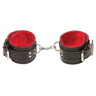 X-play Passion Fur Ancle Cuffs, красные, Кожаные поножи