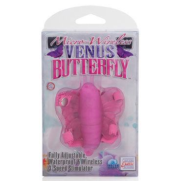 California Exotic Micro-Wireless Venus Butterfly, розовая - Вибро-бабочка на ремешках - купить в секс шопе