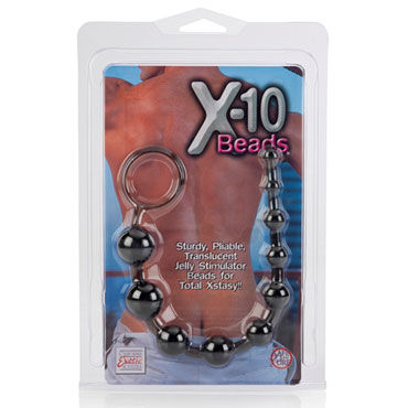 California Exotic X-10 Beads, черная - Гибкая анальная цепочка - купить в секс шопе