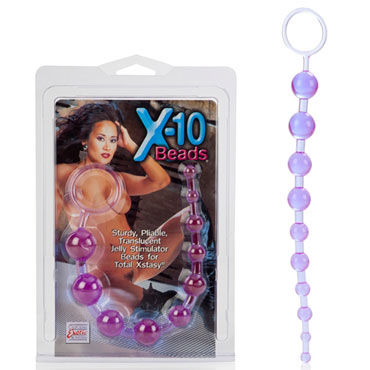 California Exotic X-10 Beads, фиолетовая, Гибкая анальная цепочка