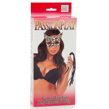 California Exotic Passion Play Kitty Kat Mask & Whip - Набор из леопардовых маски и плети - купить в секс шопе