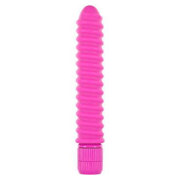 Toy Joy Funky Ribbed Vibe, темно-розовый, Вибратор со спиралевидным рельефом