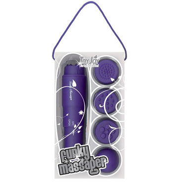 Toy Joy Funky Massager, фиолетовая, Виброракета со сменными насадками