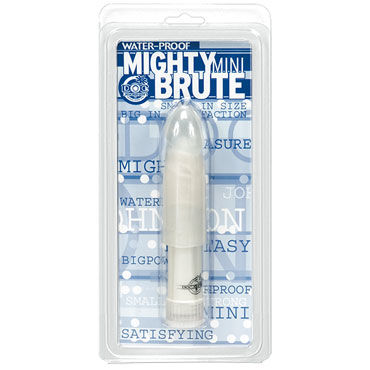 Doc Johnson Mighty Mini Brute, белый - Пластиковый вибратор с насадкой - купить в секс шопе