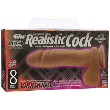 Doc Johnson Realistic Cocks 20 см, коричневый - Вибратор реалистичной формы - купить в секс шопе
