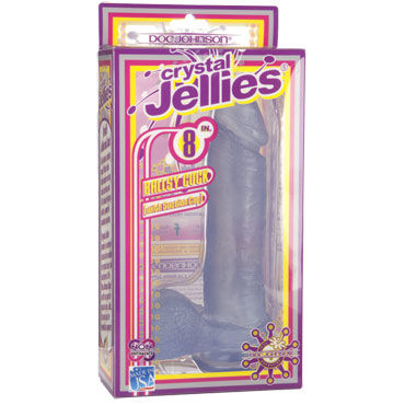 Doc Johnson Crystal Jellies Ballsy Cock, прозрачный - Реалистичный фаллоимитатор на присоске - купить в секс шопе