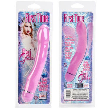 California Exotic First Time Flexi Glider, розовый - Изогнутый вибратор - купить в секс шопе