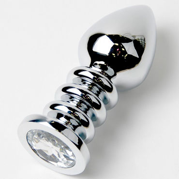 Anal Jewelry Plug Large Silver, прозрачный, Большая анальная пробка с кристаллом